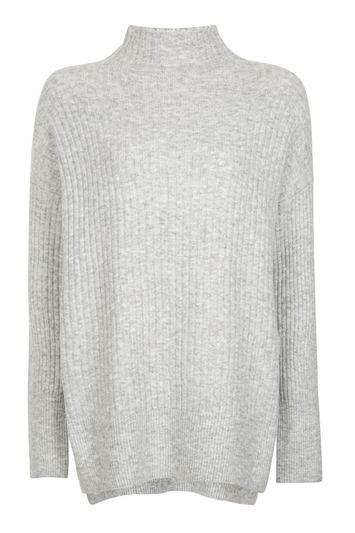 Topshop Tall Oversized Rib Knit Funnel Neck Jumper