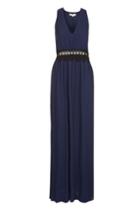 Topshop *navy Maxi Dress With Lace Waist By Prima