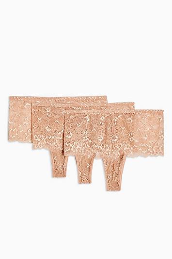Topshop Deep Lace Brazilian Knickers Multipack