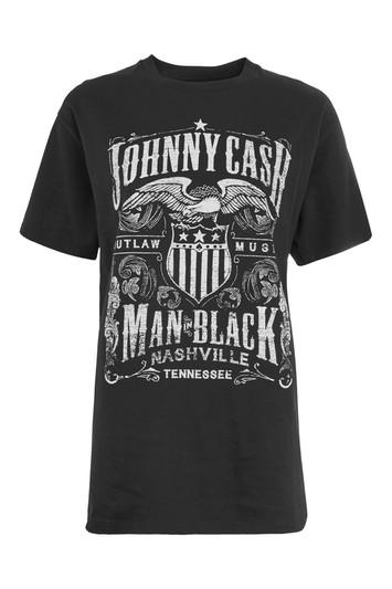 Topshop Johnny Cash Fringe T-shirt By And Finally