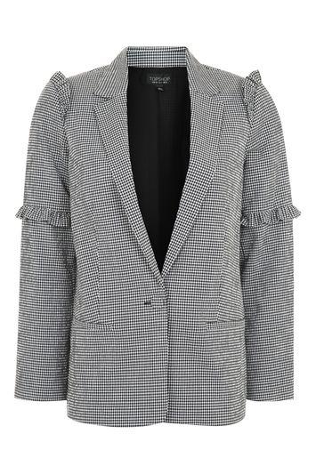 Topshop Gingham Frill Blazer