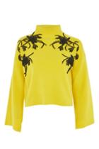 Topshop Floral Beaded Wide Sleeve Jumper