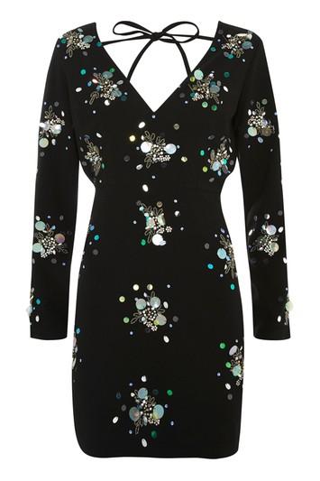 Topshop Cluster Embellishment Crepe Shift Dress
