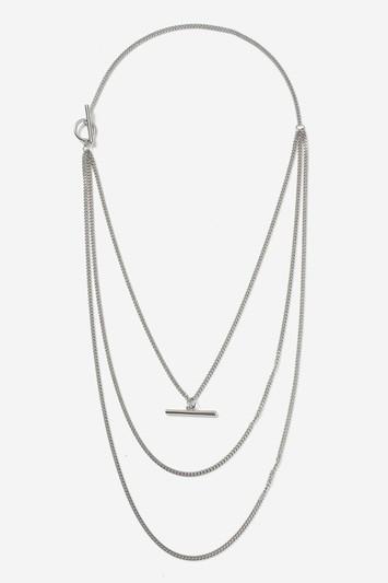 Topshop Silver T-bar Multirow Necklace