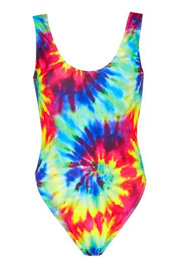 Topshop *tie Dye Print High Leg Swimsuit By Jaded