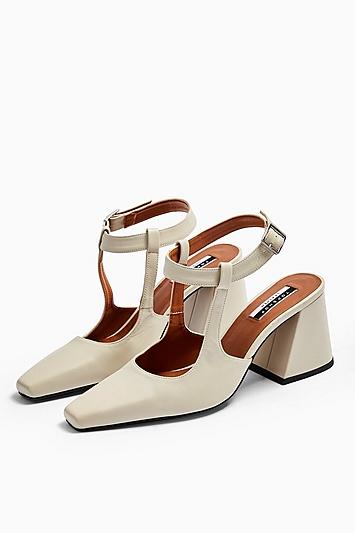 Topshop Garcia Leather White Block Heels