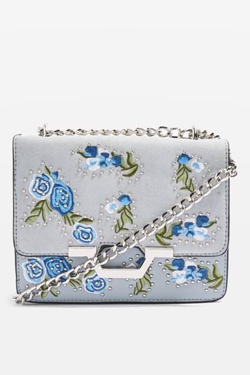 Topshop Grey Floral Cross Body Bag
