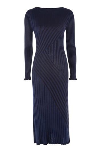 Topshop Pleated Rib Knit Midi Dress