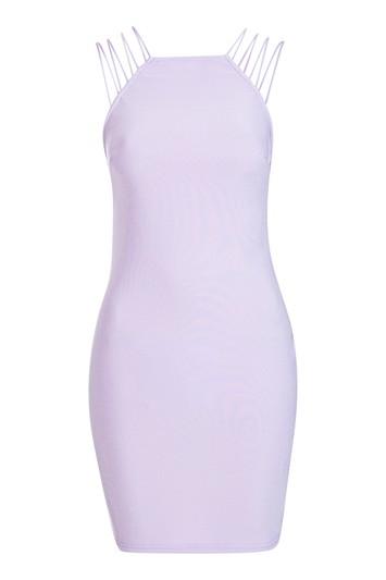 Topshop *strappy Back Textured Mini Bodycon Dress By Rare