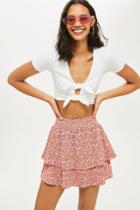 Topshop Daisy Print Shirred Mini Skirt