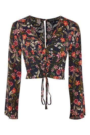 Topshop Midnight Floral Corset Top