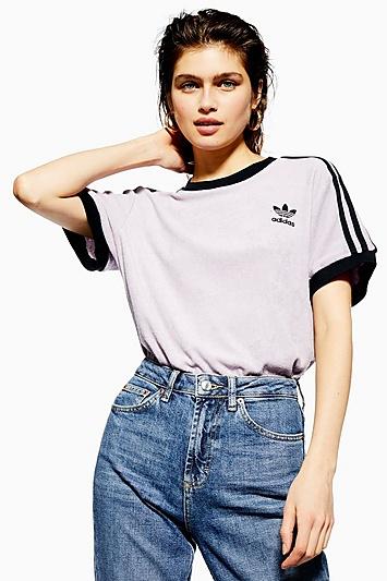 Topshop Towelling Three Stripe T-shirt By Adidas