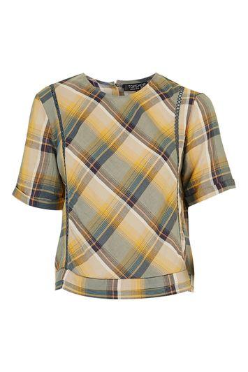 Topshop Mustard Check Tee