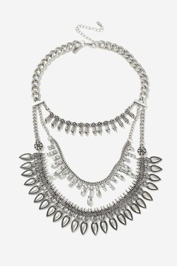 Topshop Engraved Multi-row Necklace