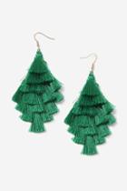 Topshop Green Multi-tassel Chandelier Earrings