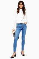 Topshop Mid Blue Button Fly Jamie Jeans