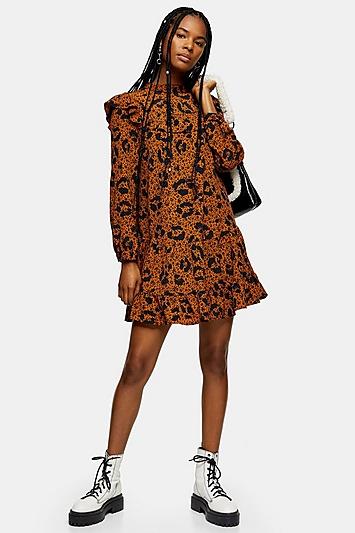 Topshop Tall Ruffle Yoke Mini Dress