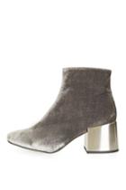 Topshop Mafia Velvet Metal Heel Ankle Boots