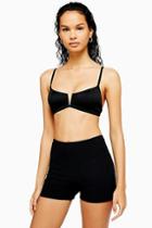 Topshop Black Shirred Cycling Swim Shorts