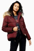 Topshop Detachable Faux Fur Hooded Padded Puffer Jacket