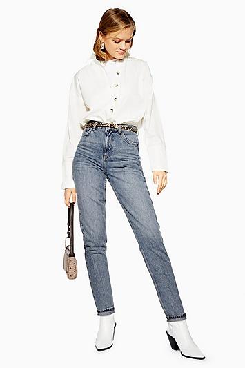 Topshop Grey Cast Mom Jeans