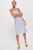 Topshop Petite Striped Shirred Midi Dress