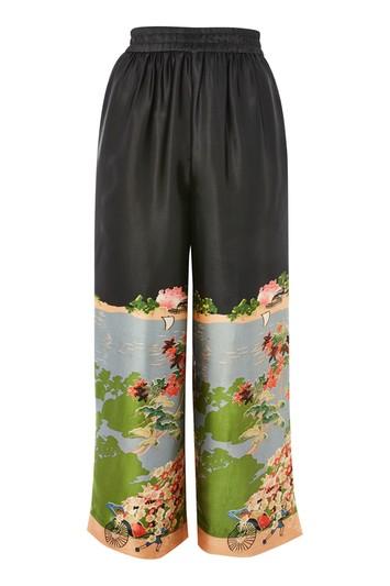Topshop Chinese Artwork Satin Trousers
