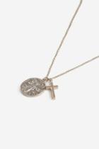 Topshop Coin And Cross Pendant Necklace