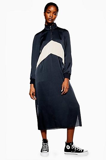 Topshop *chevron Colour Block Dress By Boutique