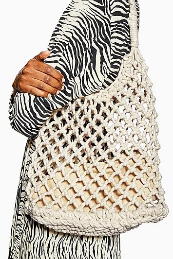Topshop Sizzle White Rope Tote Bag