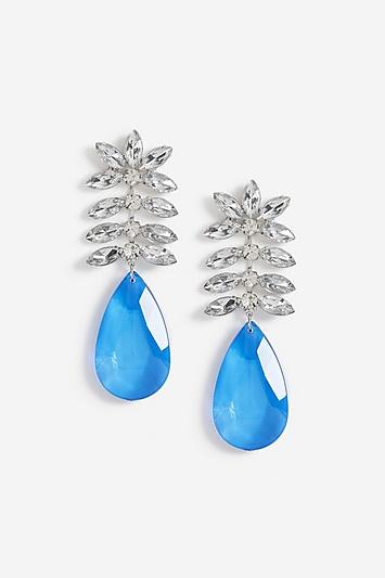 Topshop *navy Resin Crystal Drop Earrings
