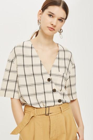 Topshop Check Asymmetric Shirt