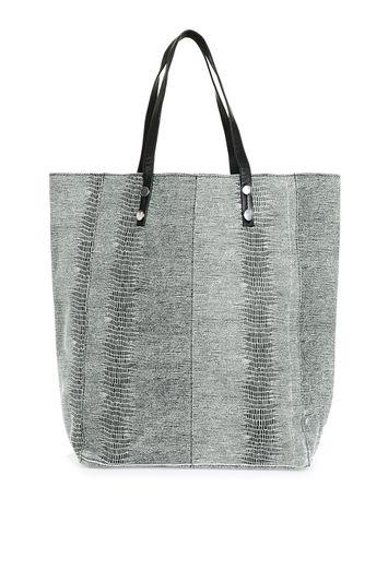 Topshop Double Handle Snake Embossed Shopper Bag