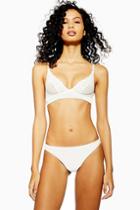 Topshop Ivory Ribbed Lace Brazilian Knickers