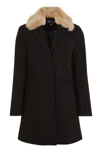 Topshop Fur Collar Coat