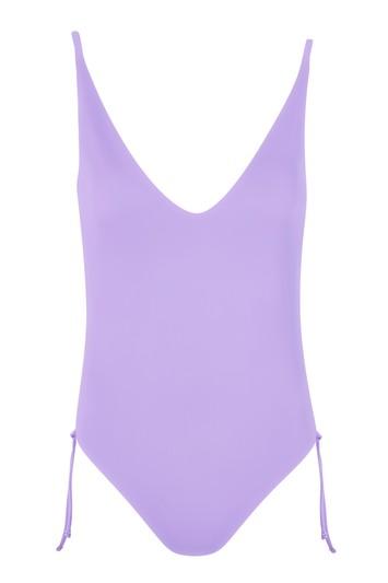 Topshop Purple Side Ruched Swimsuit