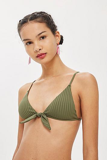 Topshop Rib Tie Triangle Bikini Top