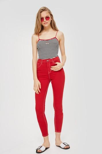 Topshop Tall Moto Red Jamie Jeans