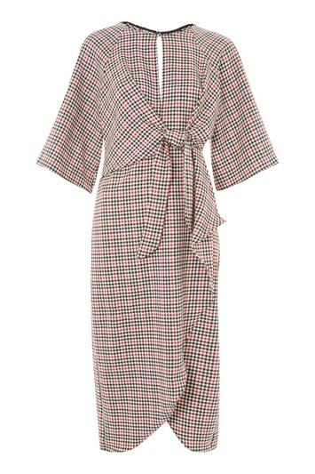 Topshop Check Knot Front Midi Dress