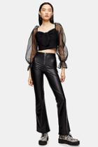Topshop Leather Look Flare Trousers