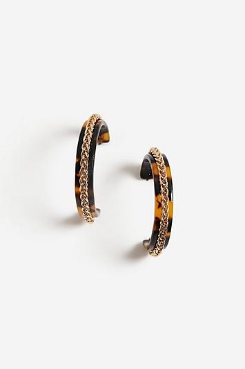Topshop Tortoiseshell Chain Hoop Earrings