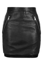 Topshop Zip Patch Leather Mini Skirt