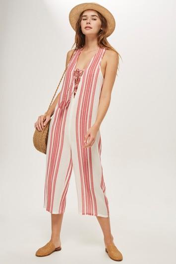 Topshop Stripe Jacquard Jumpsuit