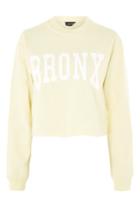 Topshop 'bronx' Slogan Cropped Sweatshirt
