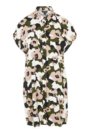 Topshop Camo Floral Shirt Dress