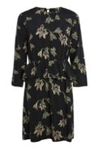 Topshop Long Sleeve Floral Print Peplum Dress By Yas