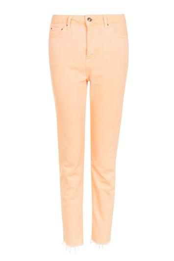 Topshop Moto Orange Raw Hem Straight Leg Jeans