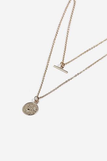 Topshop *freedom Finer T Bar Coin Necklace