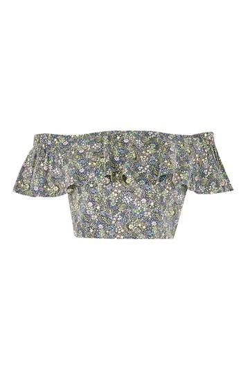 Topshop Limited Edition Liberty Print Bardot Crop Top