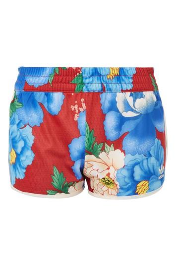 Topshop Floral Trefoil Shorts By Adidas Originals